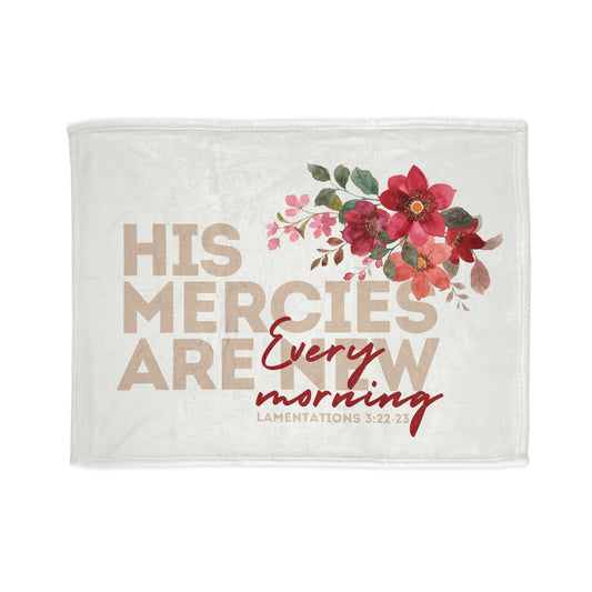 Bible Quote Blanket, Soft Polyester Blanket - His Mercies Are New - White