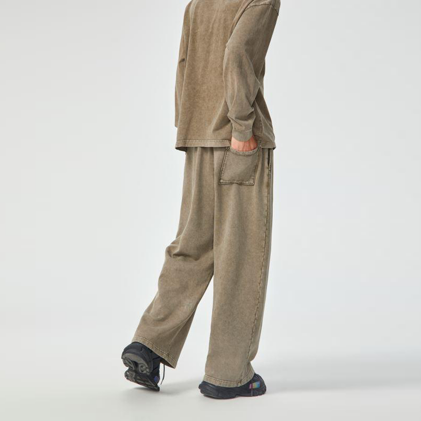 Acid Wash Straight Leg Trousers - 360 GSM