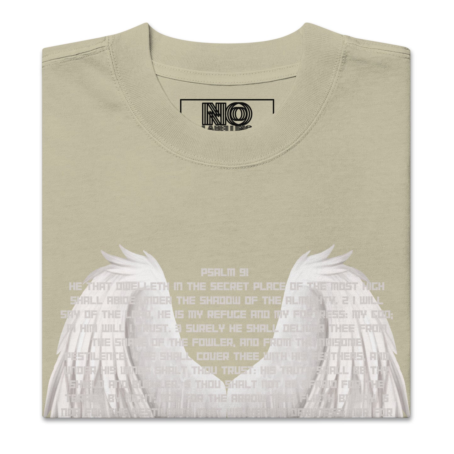 Bible Quote T-Shirt with Scripture verse Psalm 91, Oversized faded t-shirt