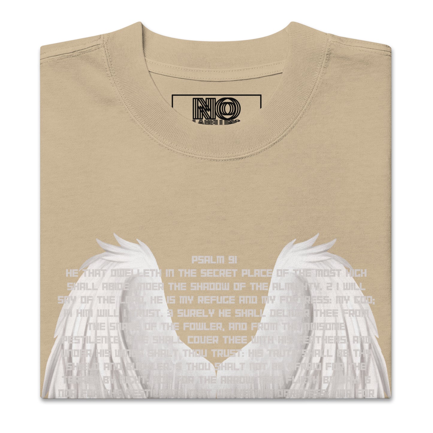 Bible Quote T-Shirt with Scripture verse Psalm 91, Oversized faded t-shirt