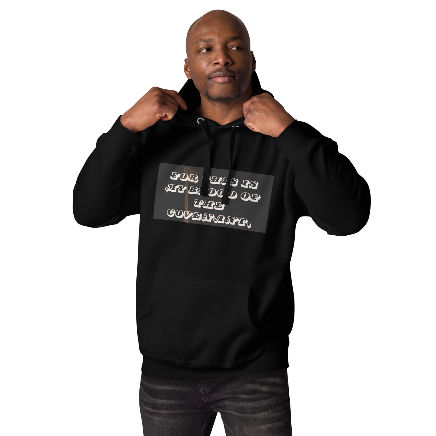 Christian Men's Hoodie With Bible Verse - Blood of The Covenant