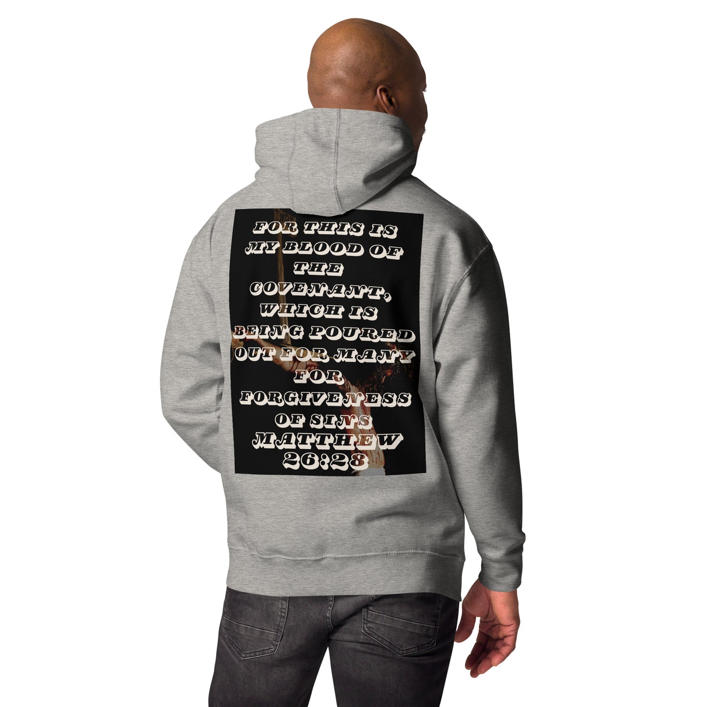 Christian Men's Hoodie With Bible Verse - Blood of The Covenant