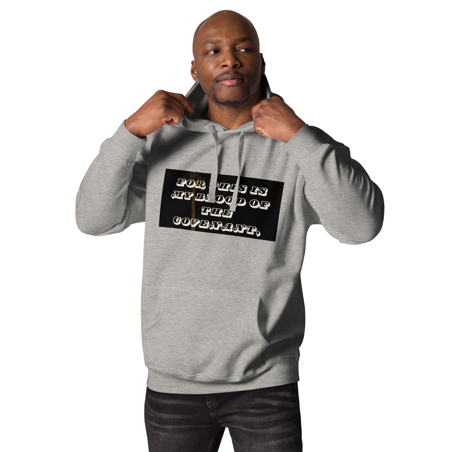 Christian Men's Hoodie With Bible Verse - Blood of The Covenant