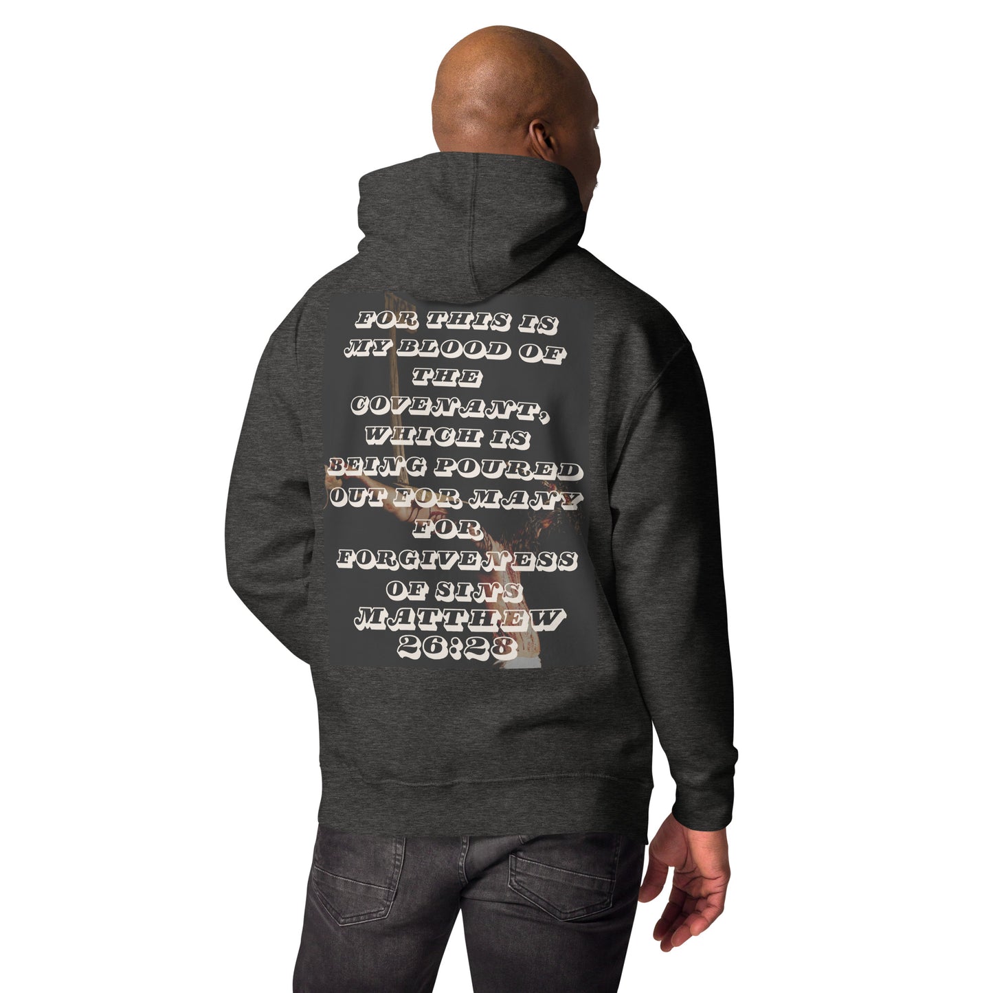 Christian Men's Hoodie With Bible Verse - Blood of The Covenant