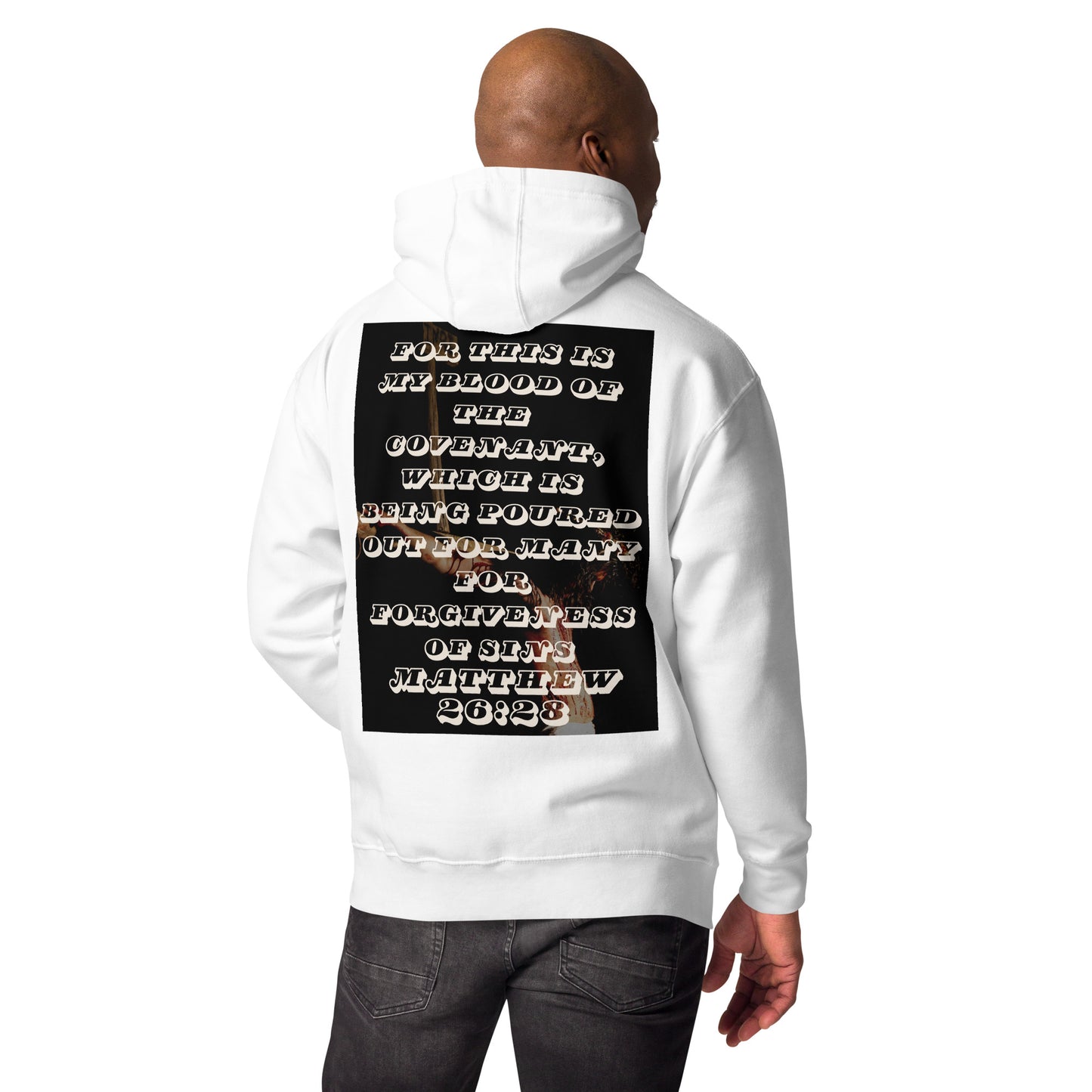 Christian Men's Hoodie With Bible Verse - Blood of The Covenant