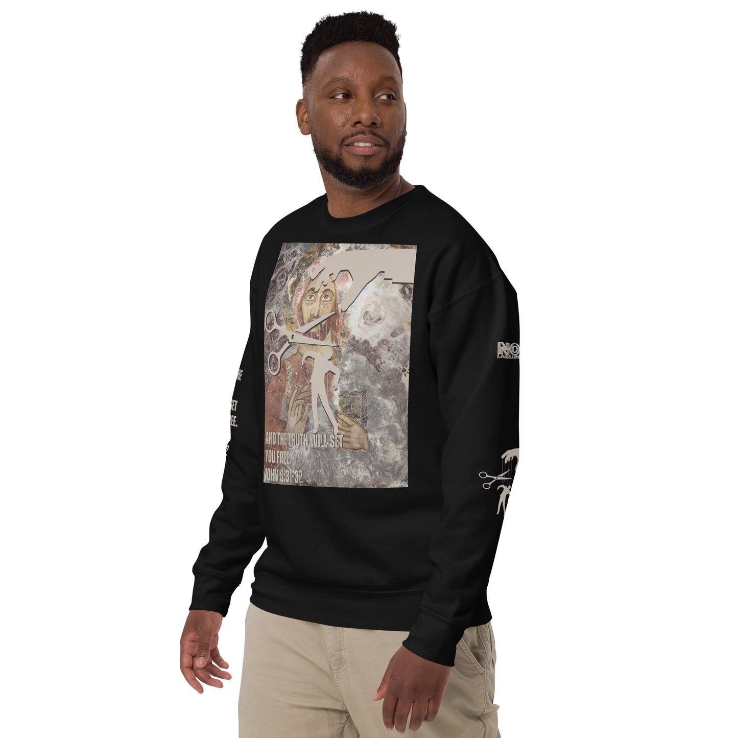 Bible Verse Premium Sweatshirt - Jesus Sets You Free, Black