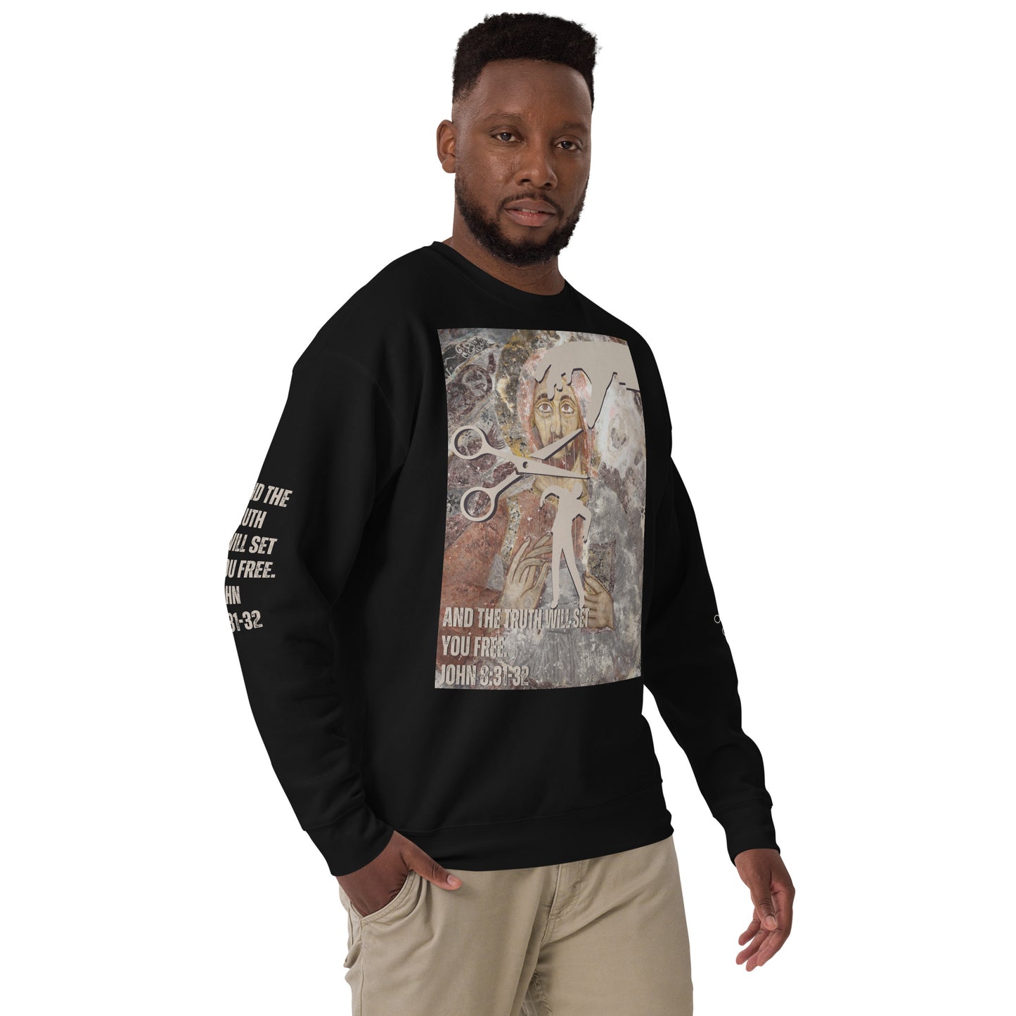 Bible Verse Premium Sweatshirt - Jesus Sets You Free, Black