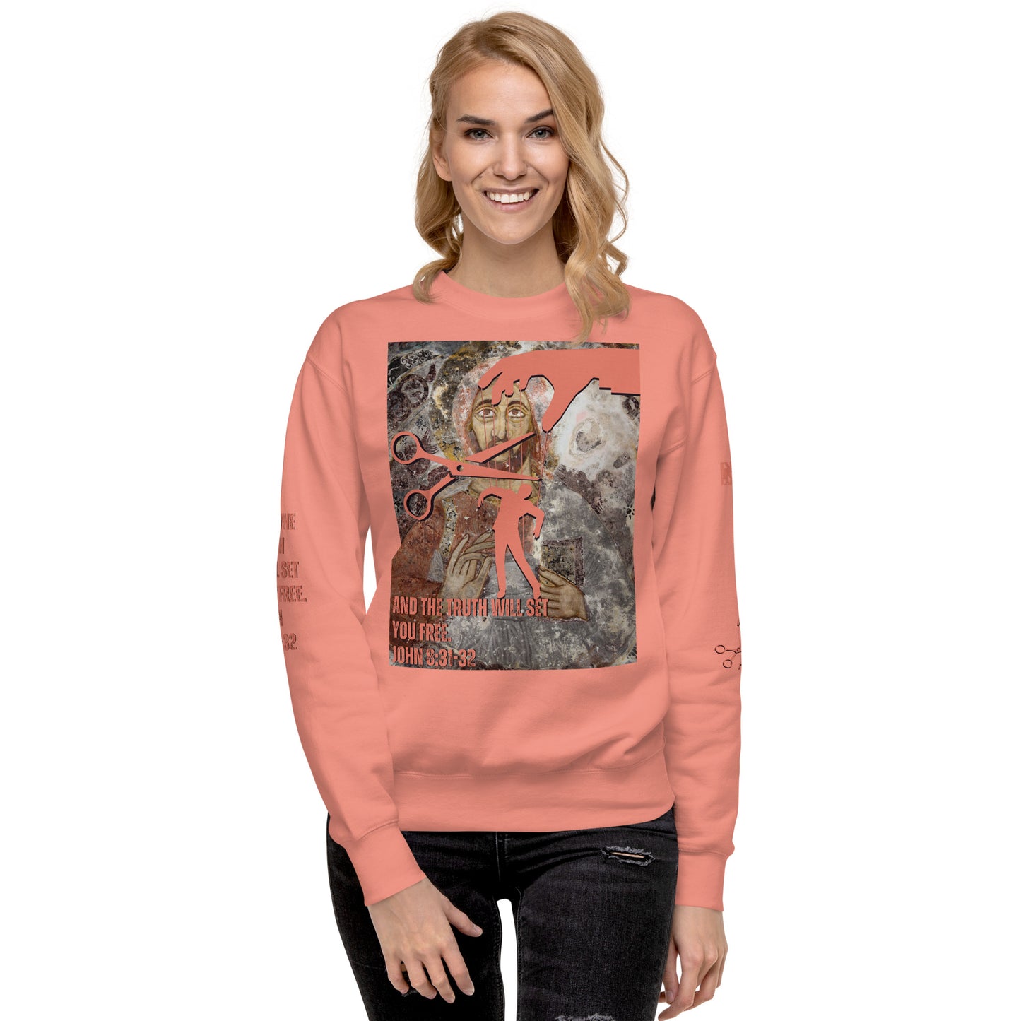 Bible Verse Premium Sweatshirt - Jesus Sets You Free