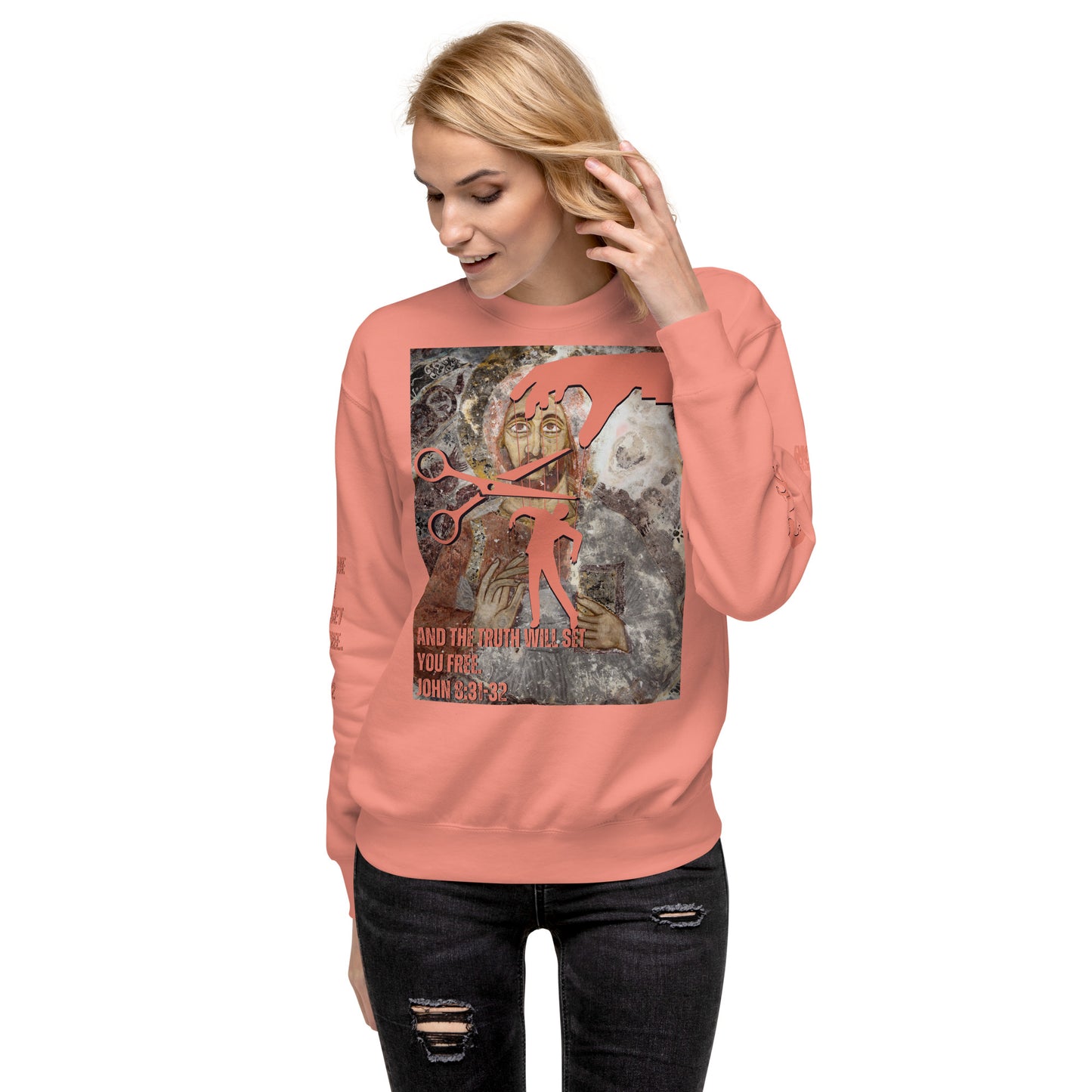 Bible Verse Premium Sweatshirt - Jesus Sets You Free