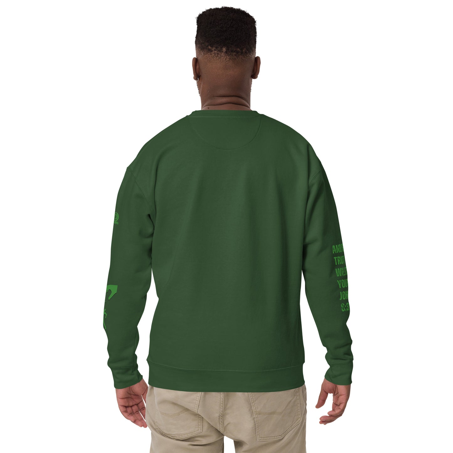 Bible Verse Premium Sweatshirt - Jesus Sets You Free, Green