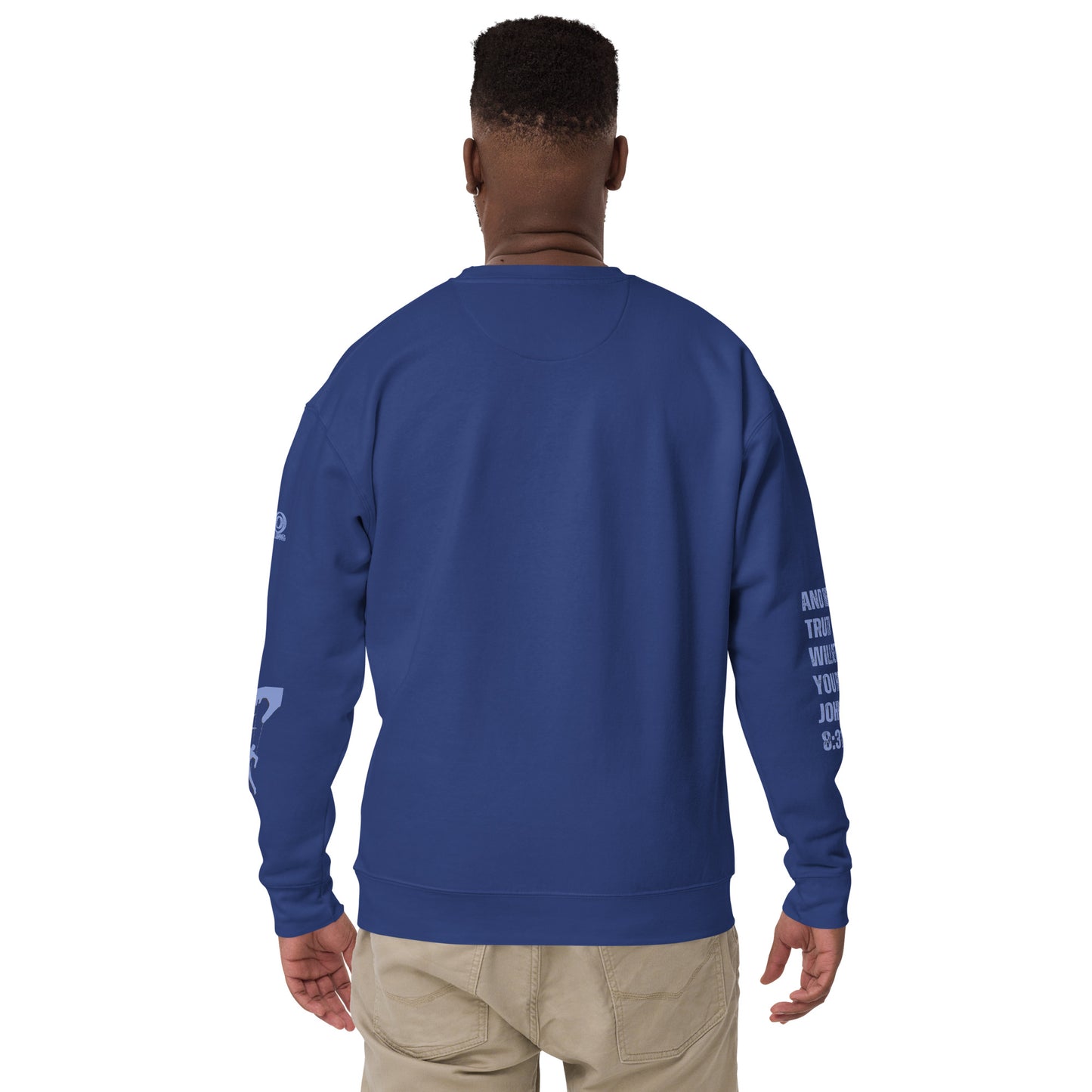 Bible Verse Premium Sweatshirt - Jesus Sets You Free, Blue