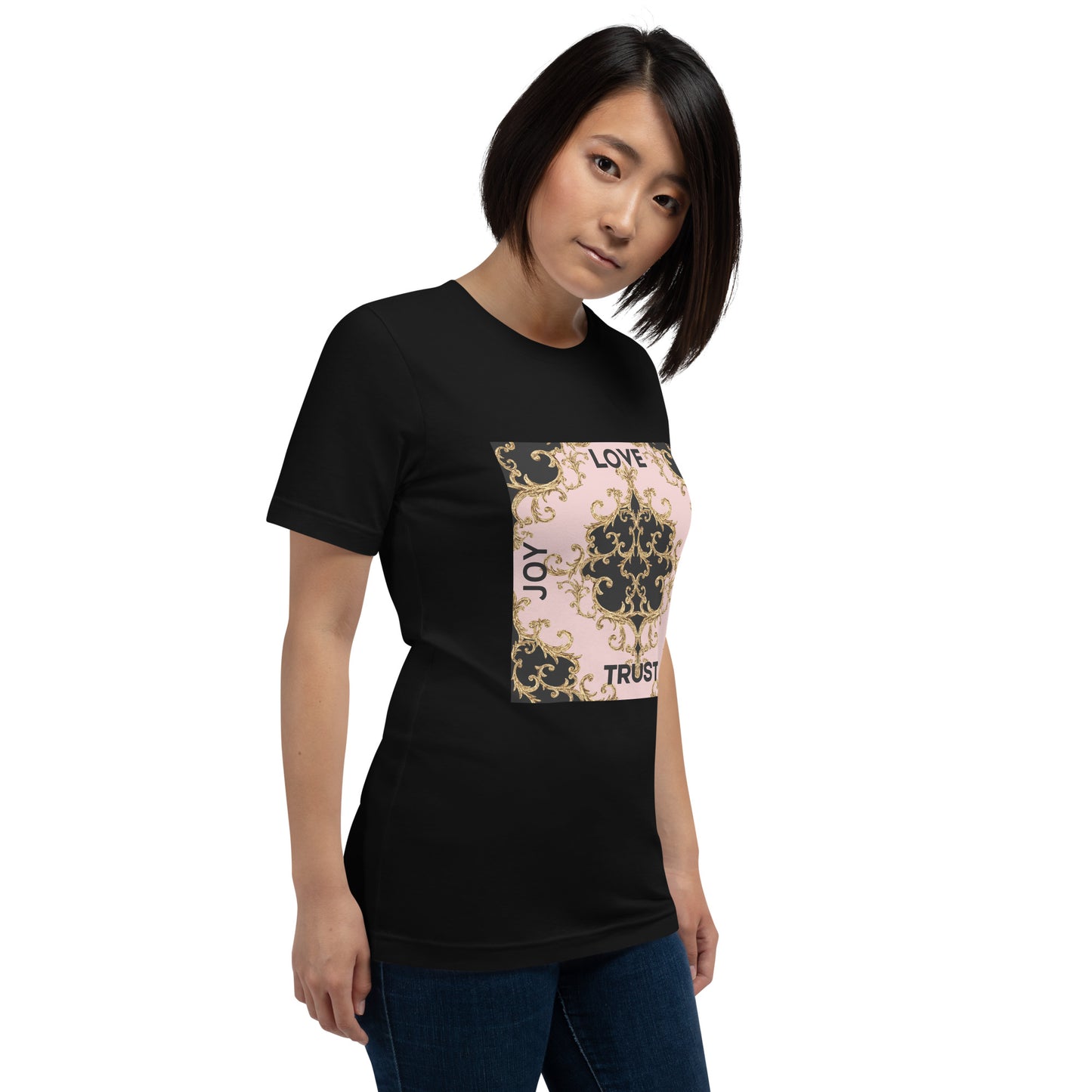 Love Trust Unisex T-shirt - Choose from Black, Heather Lilac, and Soft Cream