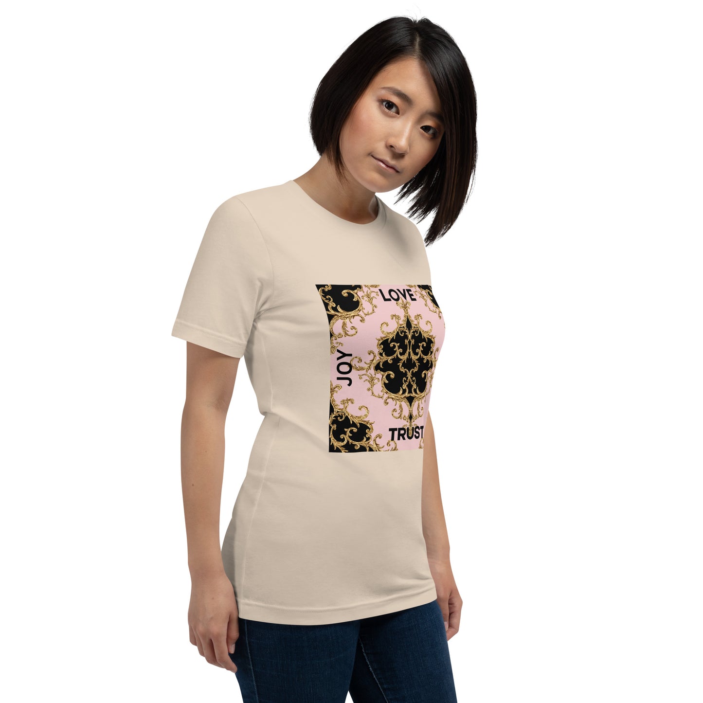 Love Trust Unisex T-shirt - Choose from Black, Heather Lilac, and Soft Cream