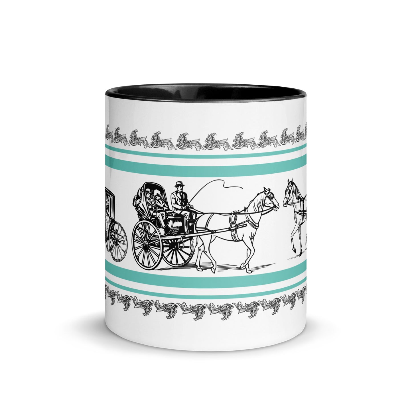 Scripture Mug with Carriages, Black Color Inside