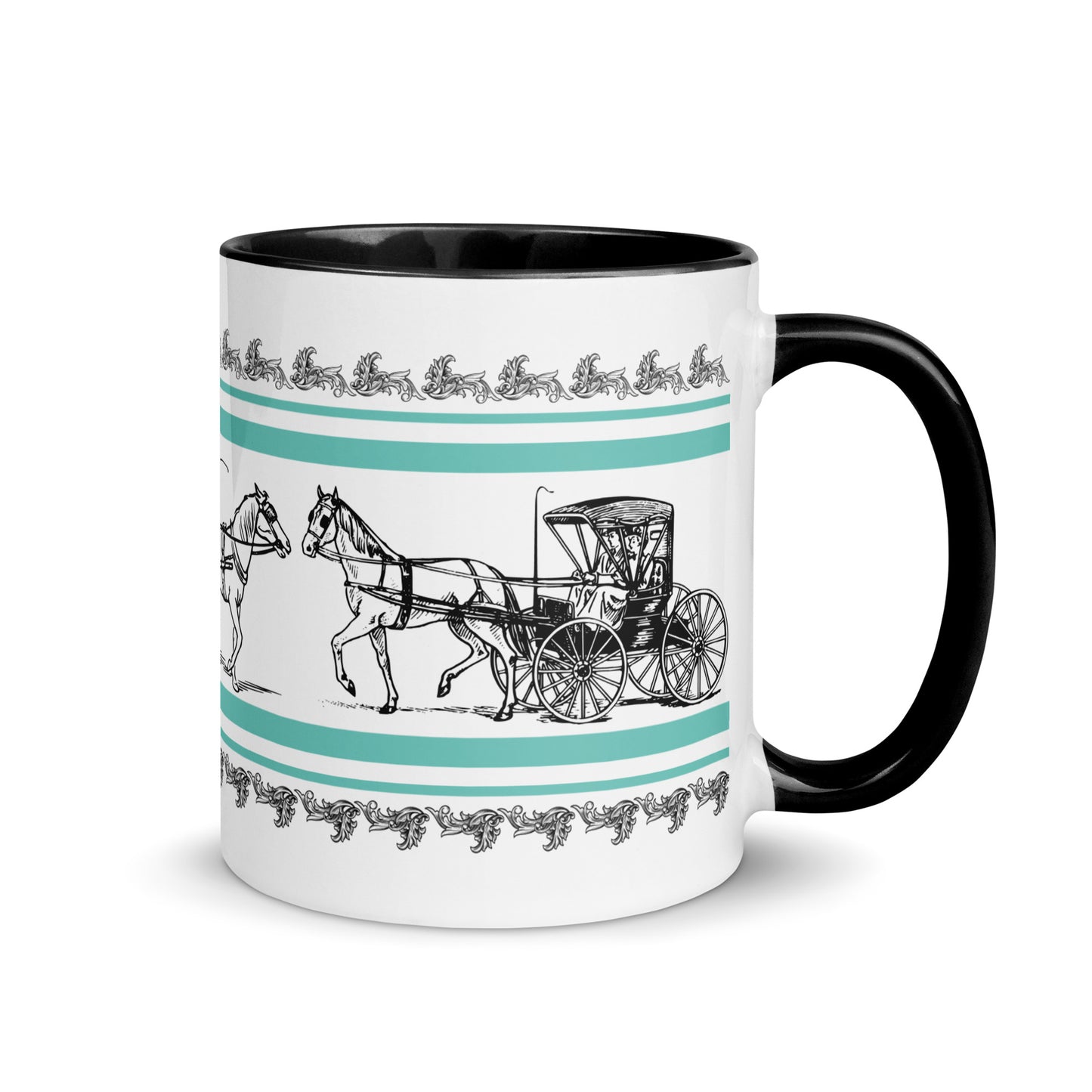 Scripture Mug with Carriages, Black Color Inside