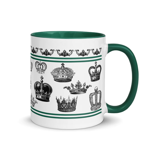 Scripture Mug Inspired By Revelation 4:10 Cast Their Crowns Before The Throne, Green Color Inside