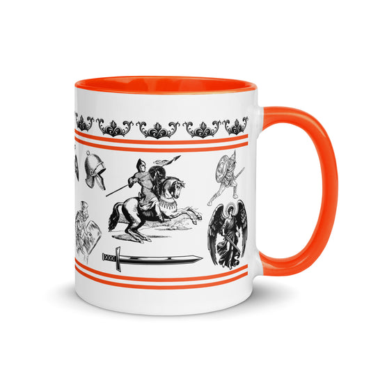 Scripture Mug Inspired By The Battle Belongs To The Lord, Orange Color Inside